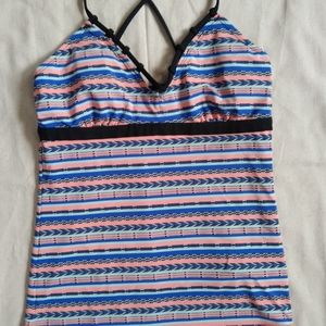 Athleta Medium Tank with Built in Bra Pink & Blue